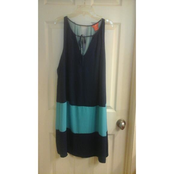 Y2K Joe Fresh Dress Women's size large summer, Blues, Sleeveless, Lined, EUC - Picture 1 of 4